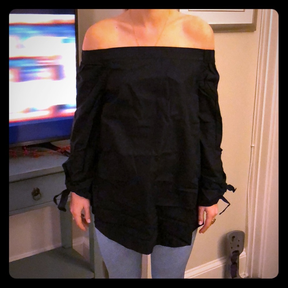 Free People Black Off the Shoulder Top